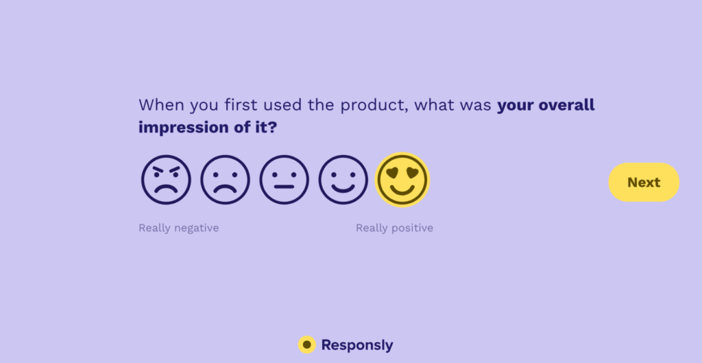Example of a question in a product satisfaction survey