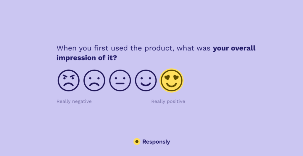 Product feedback survey question created at Responsly