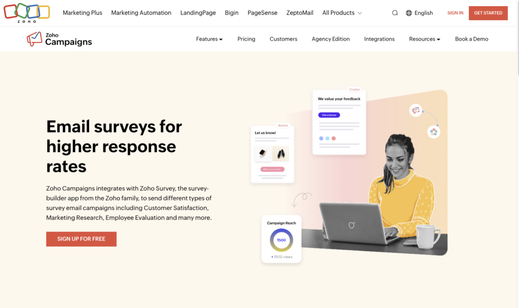 Zoho Survey email survey tool